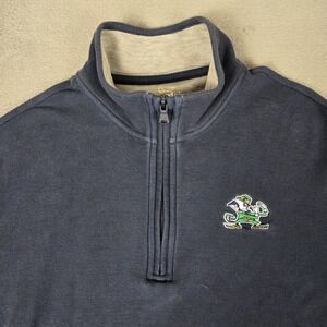 Vineyard Vines Pullover Mens Small‎ Notre Dame 1/4 Zip Pima Peru Navy Blue Green